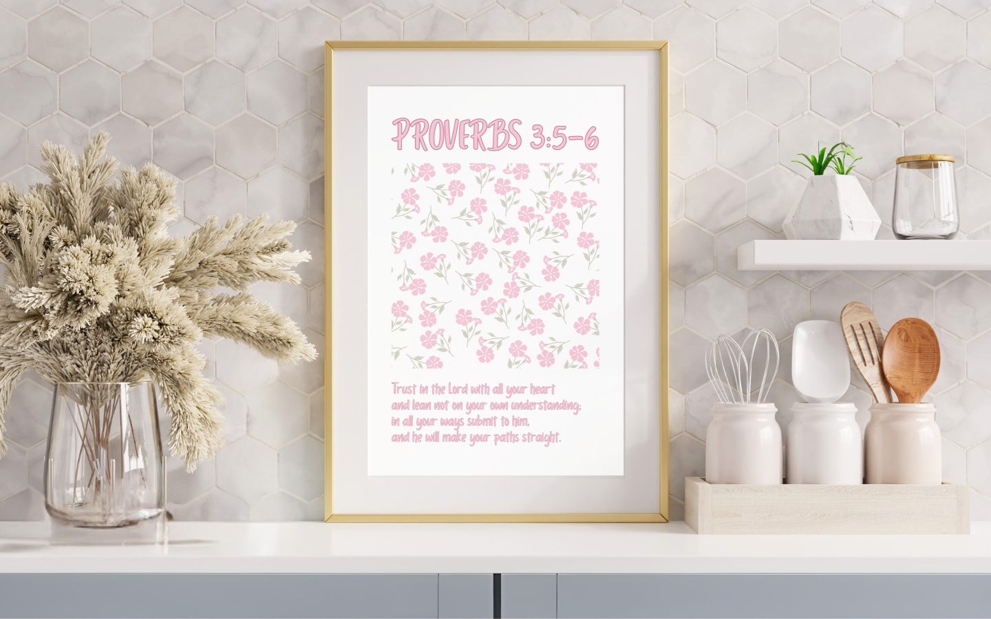 Pink Proverbs Bible Verse Wall Art | Christian Digital Prints | Christian Home Decor