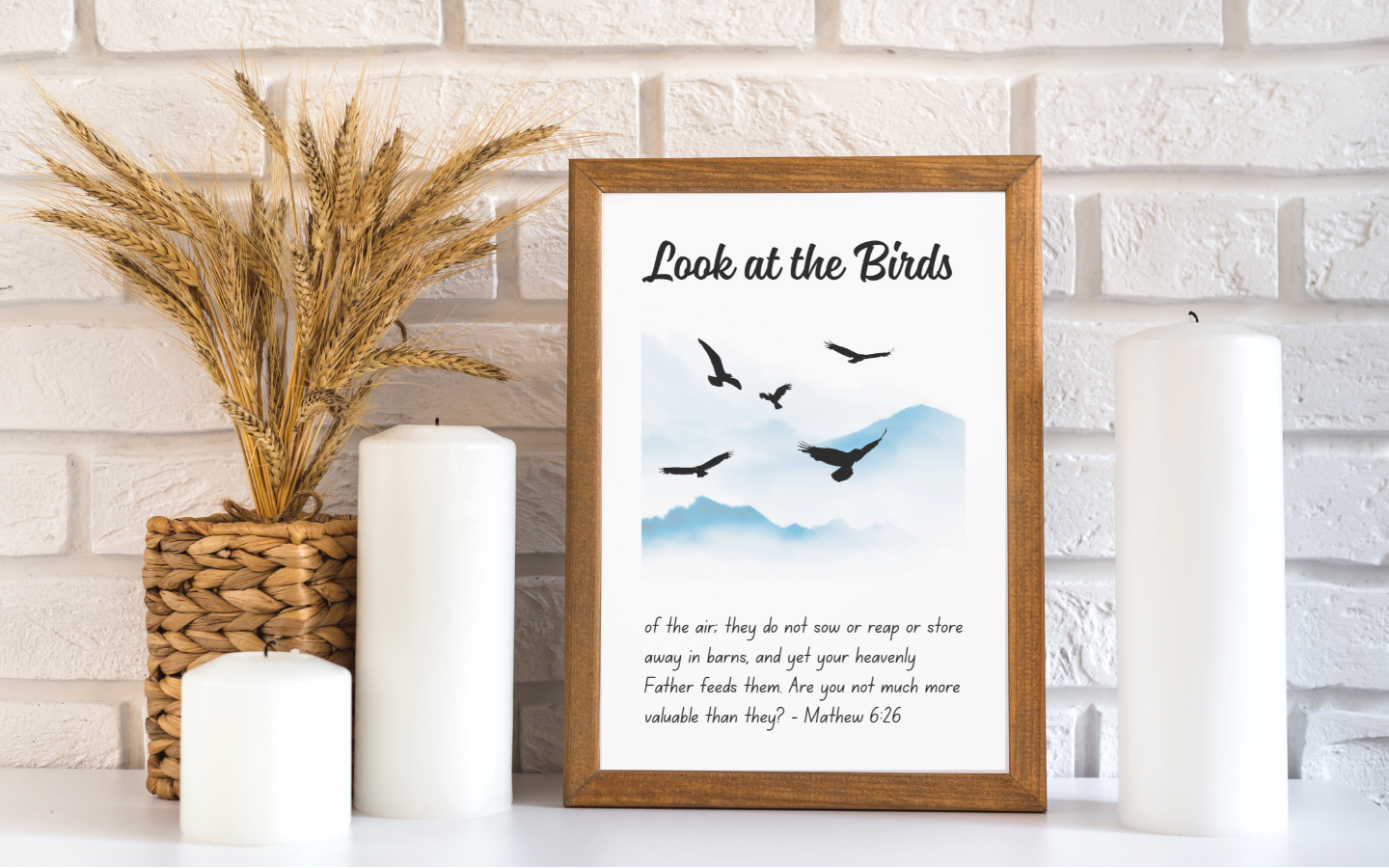 Matthew 6:26 Bible Verse Wall Art – Christian Wall Prints | Christian Home Decor