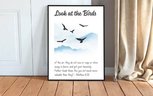 Matthew 6:26 Bible Verse Wall Art – Christian Wall Prints | Christian Home Decor