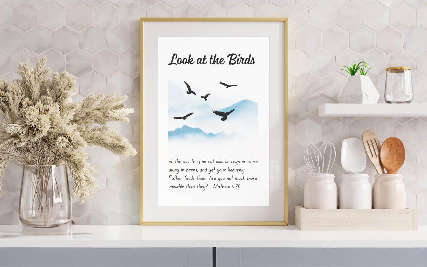 Matthew 6:26 Bible Verse Wall Art – Christian Wall Prints | Christian Home Decor