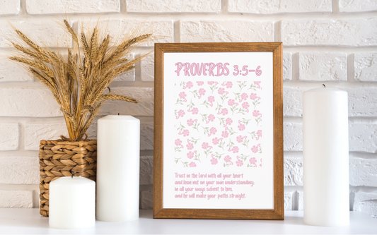 Pink Proverbs Bible Verse Wall Art | Christian Digital Prints | Christian Home Decor